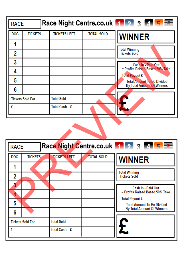 Kit 2 Extra - 20 Mixed Distance Races + Printables - Greyhound Race Night Fund Raising