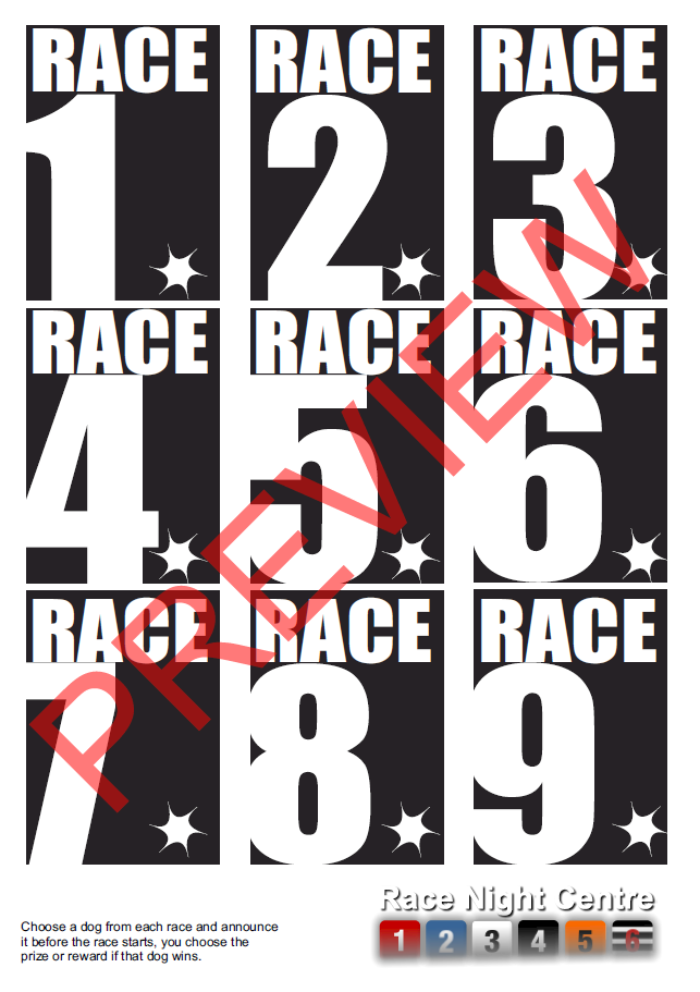 Kit 3 Extra - 22 Short Distance Races + Printables - Greyhound Race Night Fund Raising
