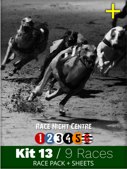 Kit 13 Extra - 9 Medium Distance Races + Printables - Greyhound Race Night Fund Raising