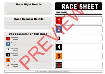 Kit 2 Extra - 20 Mixed Distance Races + Printables - Greyhound Race Night Fund Raising