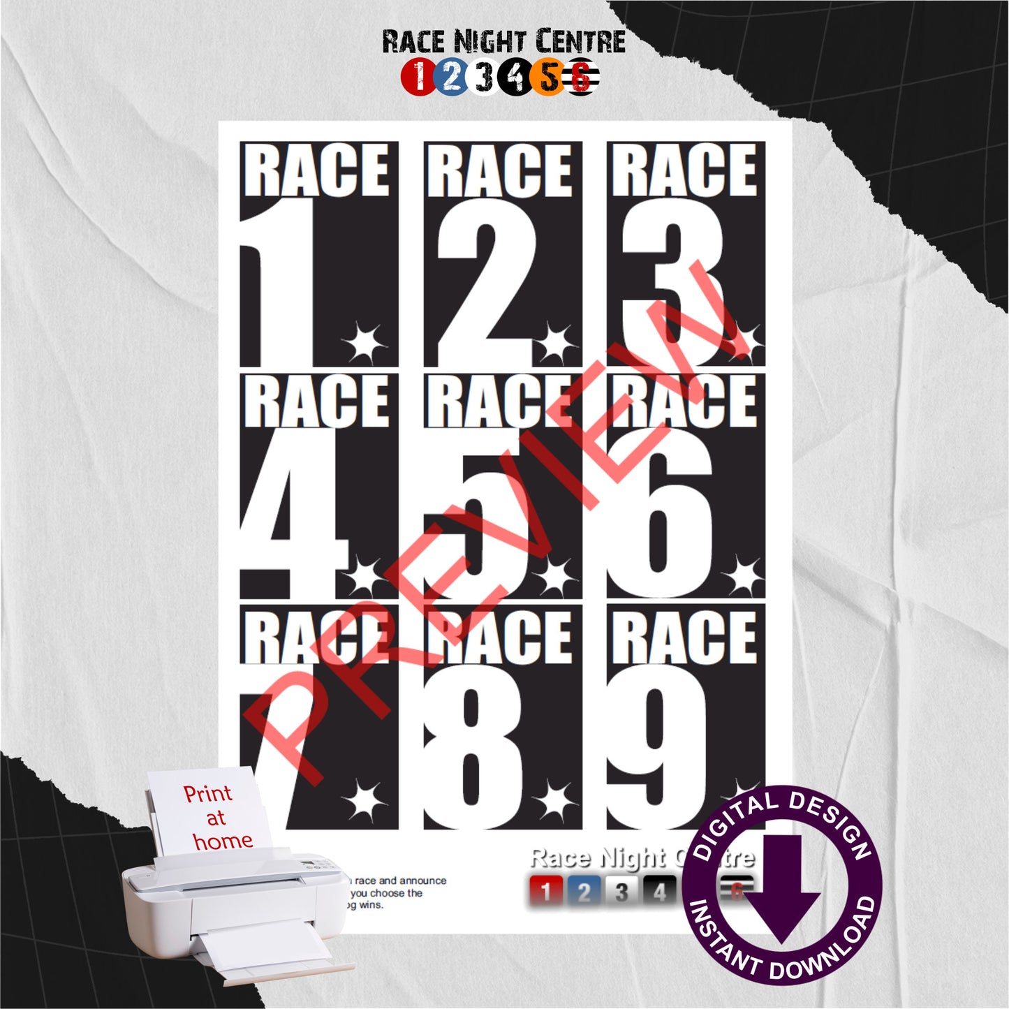 Race Night Fund Raising Support Sheets Print at Home Lucky Dog