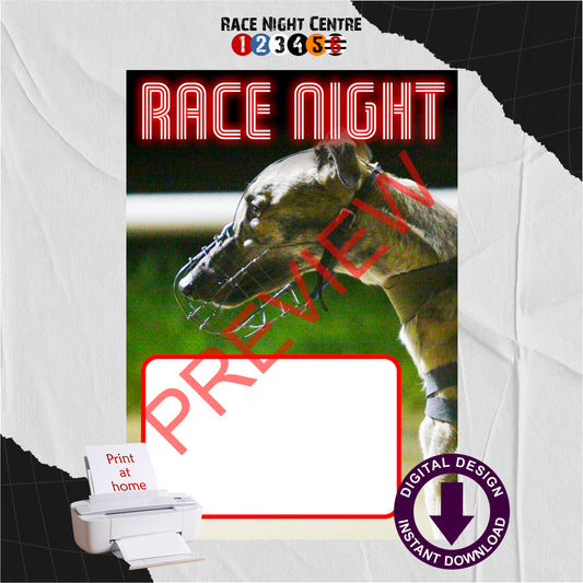 Race Night Fund Raising Event Advertising Poster Print at Home Red