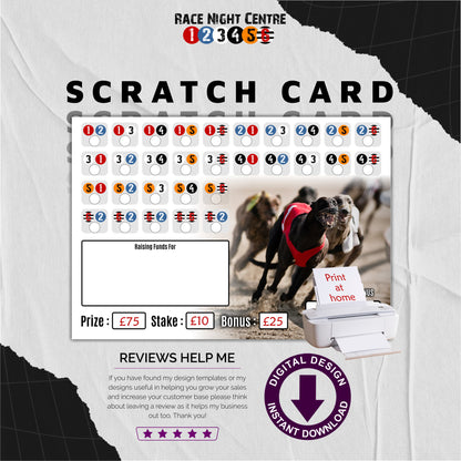 Race Night Fund Raising Scratch Card - A4 Print at Home